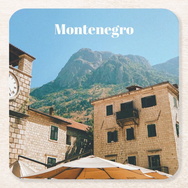 Montenegro stadsbild  underlägg papper kvadrat (Framsidan)