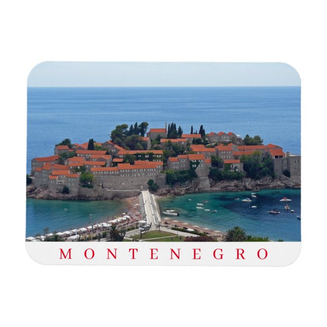 Montenegro Sveti Stefan panoramabildsmagnet Magnet (Horisontell)