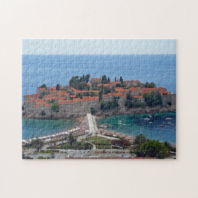Montenegro Sveti Stefan panoramasvypussel Pussel (Horisontell)