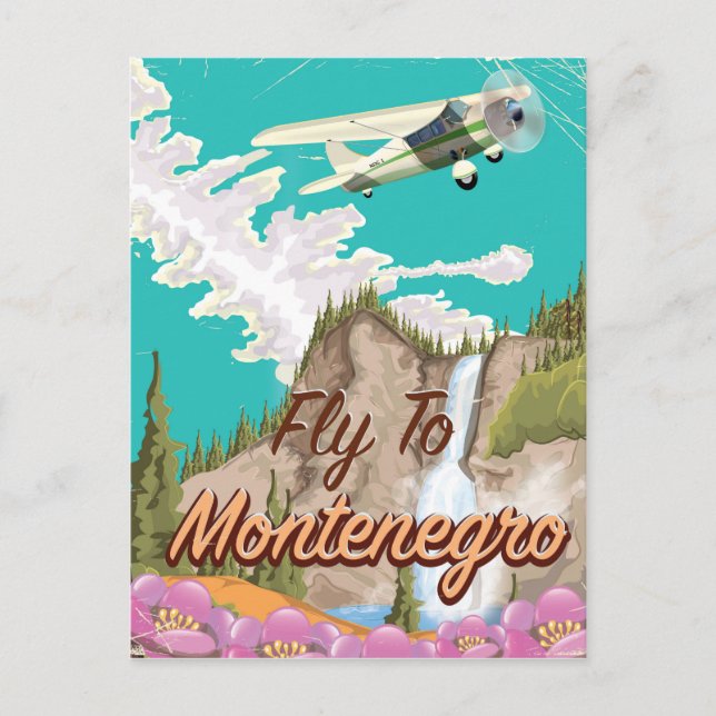 Montenegro vintage flygresoraffisch vykort (Framsida)