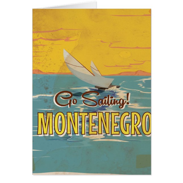 Montenegro vintage resor poster hälsningskort (Framsidan)