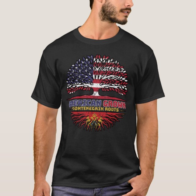 Montenegros amerikanska Träd-rötter T Shirt (Framsida)