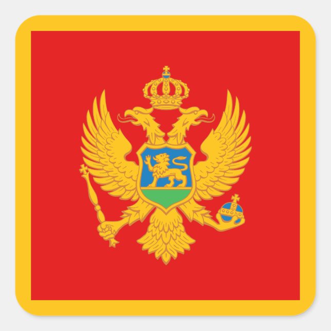 Montenegros flagga fyrkantigt klistermärke (Framsida)