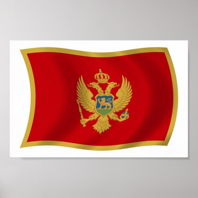 Montenegros Flagga Poster utskrift (Framsidan)
