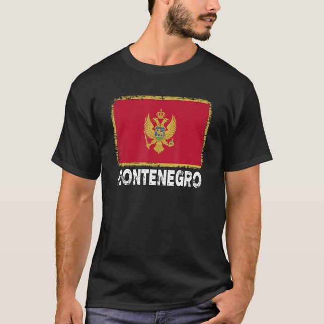 Montenegros Flagga Support för montenegrinska kvin T Shirt (Framsida)