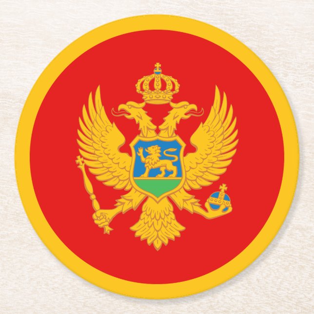 Montenegros flagga underlägg papper rund (Framsidan)