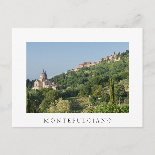 Montepulciano-katedralen och det vita vykortet i s vykort (Framsida)