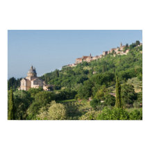 Montepulciano-katedralen och stad affisch tryck
