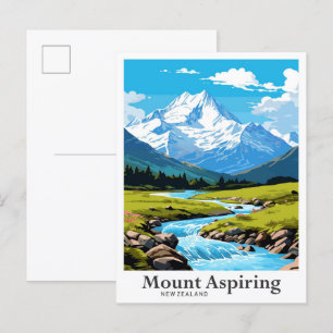 Montera Aspiring New Zealand Travel Illustration Vykort