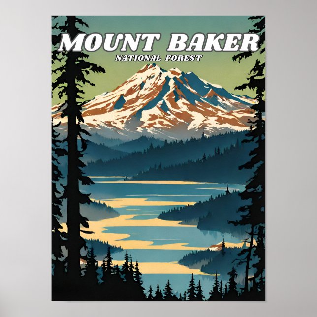 Montera Baker National Forest illustration retro Poster (Framsidan)
