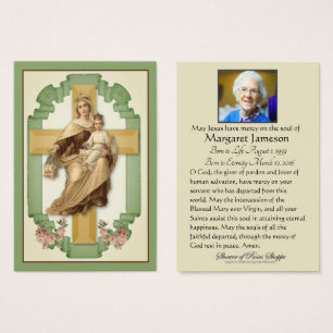 Montera Carmel Jesus Funeral Memorial Heliga Card Visitkort