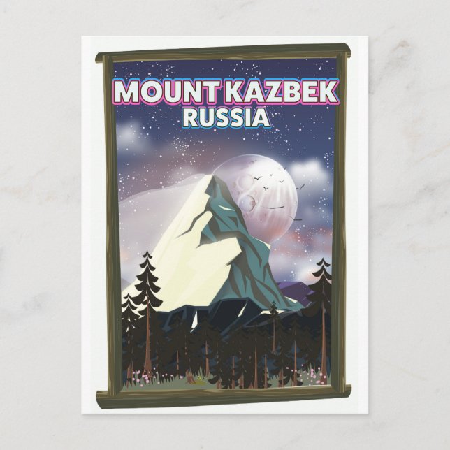 Montera den ryska reseaffischen Kazbek. Vykort (Framsida)