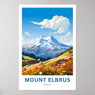 Montera Elbrus Ryssland Travel Skriv ut Poster