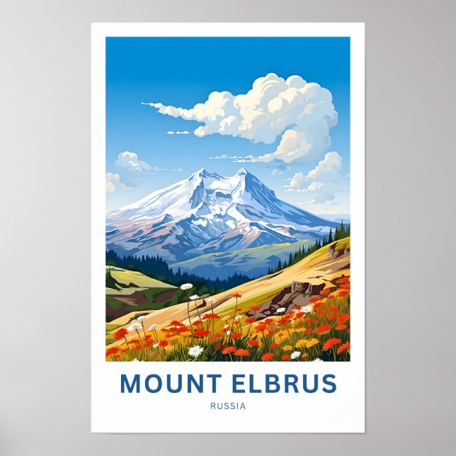Montera Elbrus Ryssland Travel Skriv ut Poster (Framsidan)