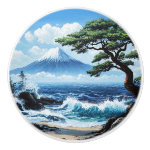 Montera Fuji Japan Ocean View-målning Knopp