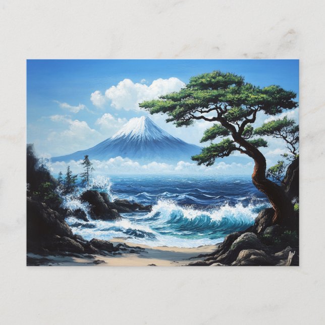 Montera Fuji Japan Ocean View-målning Vykort (Framsida)