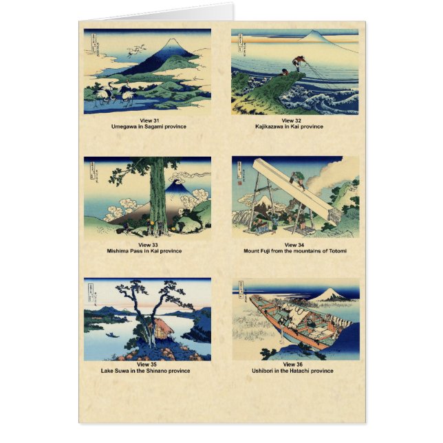 Montera Fuji-vyer 31 till 36 Hälsningskort (Framsidan)