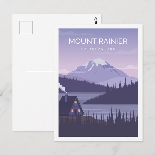 Montera illustrationen Rainier Berömd Travel Ställ Vykort (Fram/baksida)