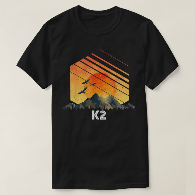 Montera K2 Vintage Mountain Sunset 80s T Shirt (Design framsida)