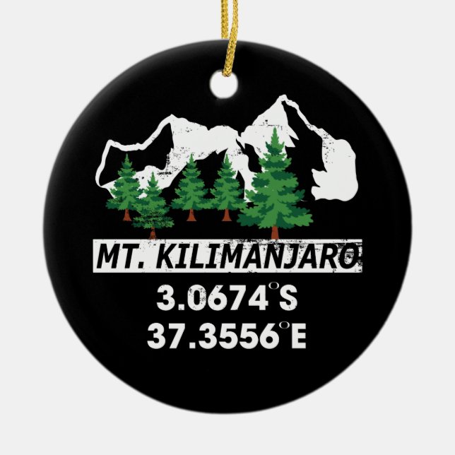 Montera Kilimanjaro med GPS-koordinater Julgransprydnad Keramik (Framsidan)