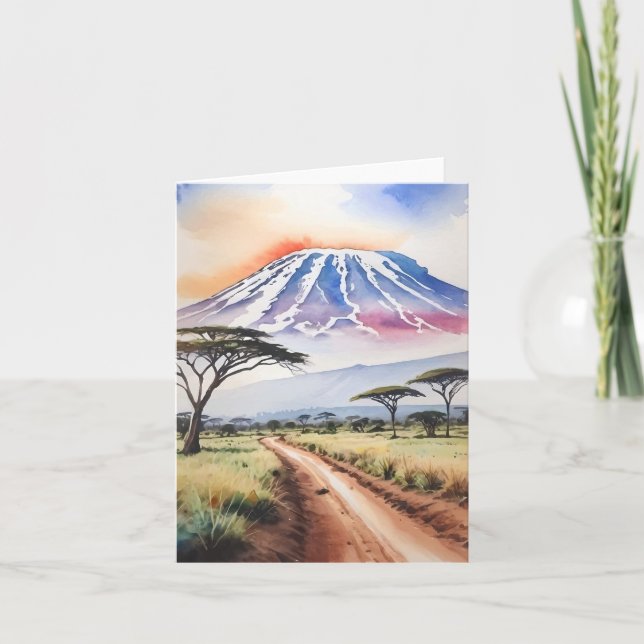 Montera Kilimanjaro Tanzania Watercolor Stationery Kort (Framsida)