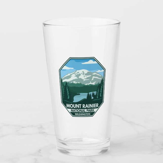 Montera Rainier National Park Minimal Retro Emblem Glaskopp (Framsida)