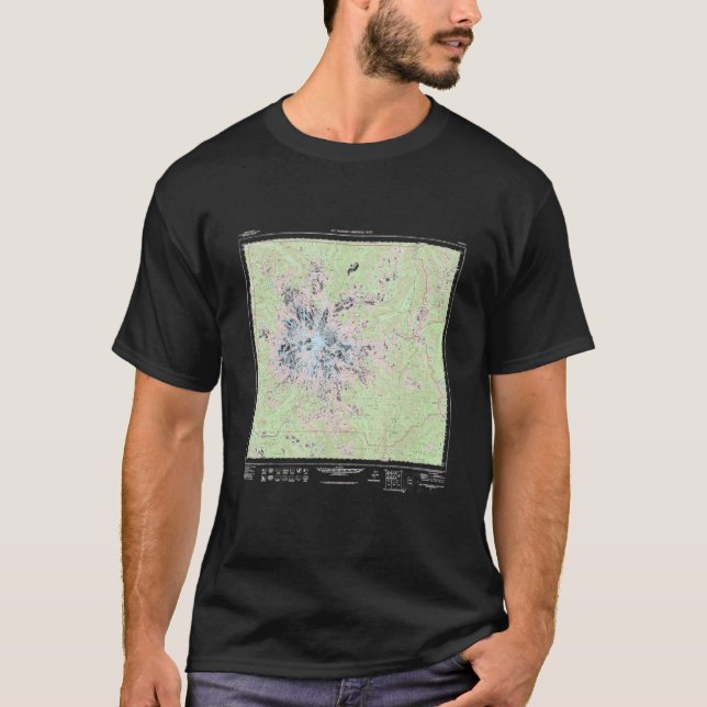 Montera Rainier National Park Topography Karta T Shirt (Framsida)