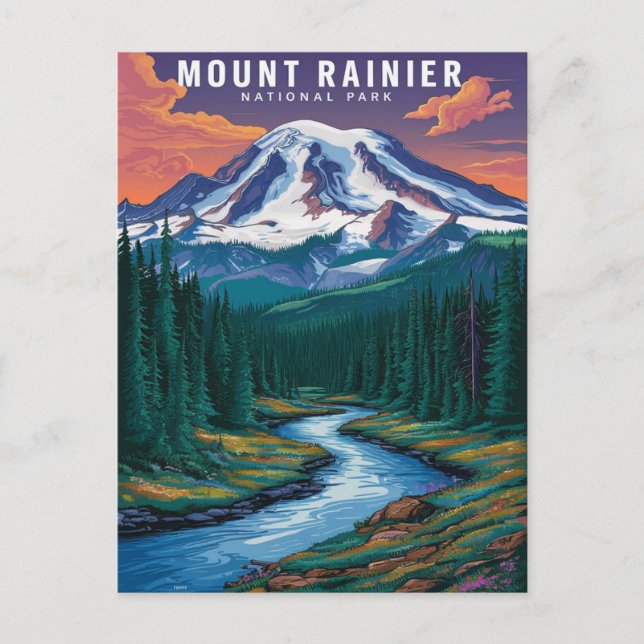 Montera Rainier National Park Watercolor Vykort (Framsida)
