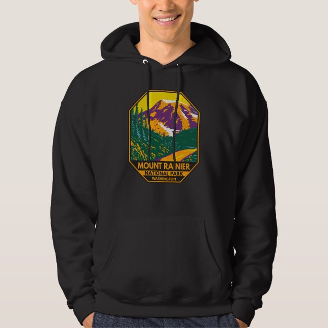 Montera Rainier nationalpark Washington Retro Hoodie (Framsida)