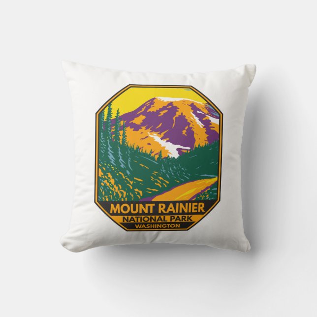 Montera Rainier nationalpark Washington Retro Kudde (Framsida)