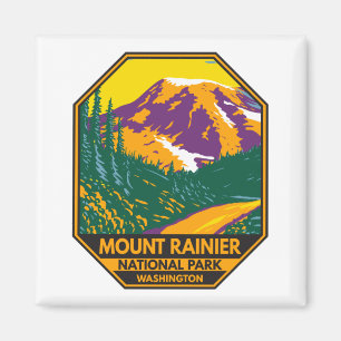 Montera Rainier nationalpark Washington Retro Magnet