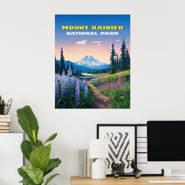 Montera Rainier nationalpark Washington Retro Poster