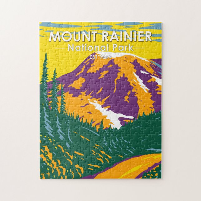 Montera Rainier nationalpark Washington Retro Pussel (Vertikal)