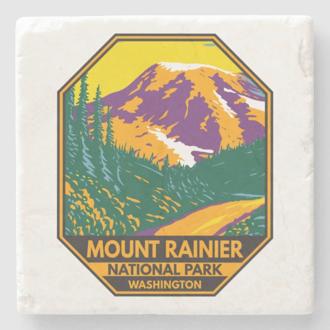 Montera Rainier nationalpark Washington Retro Stenunderlägg (Framsidan)