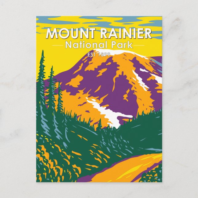 Montera Rainier nationalpark Washington Retro Vykort (Framsida)