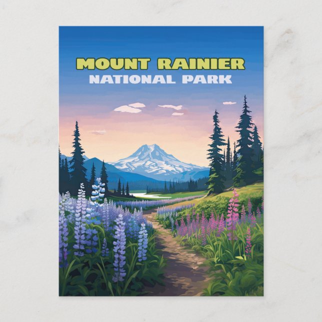 Montera Rainier nationalpark Washington Retro Vykort (Framsida)
