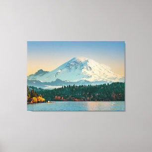 Montera Rainier över Sjö Washington Fine Art Large Canvastryck