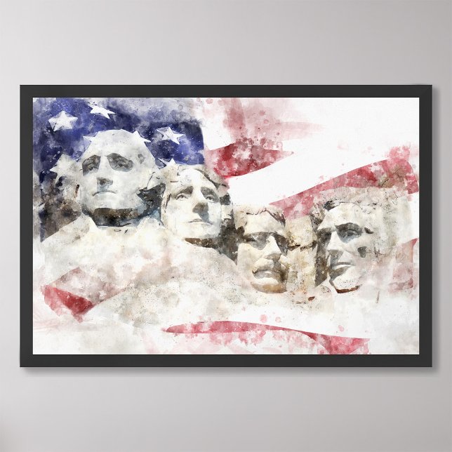 Montera Rushmore med amerikanska flagga Fototryck (Skapare uppladdad)