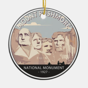 Montera Rushmore National Monument Retro Circle Julgransprydnad Keramik