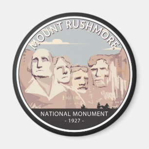 Montera Rushmore National Monument Retro Circle Magnet
