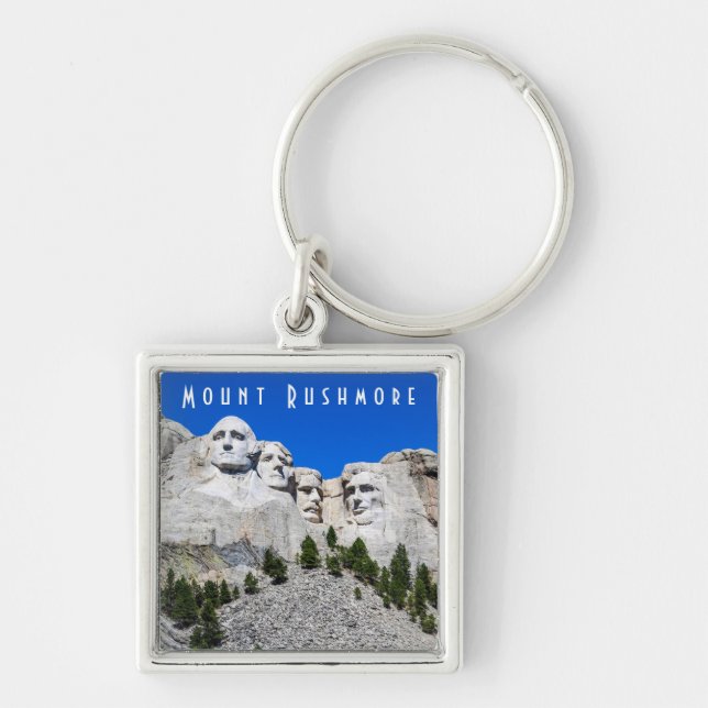 Montera Rushmore Square Keychain Fyrkantig Silverfärgad Nyckelring (Framsidan)