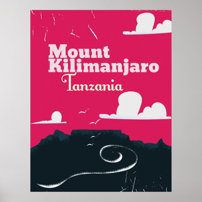 Montera tecknaden Kilimanjaro vintage poster (Framsidan)