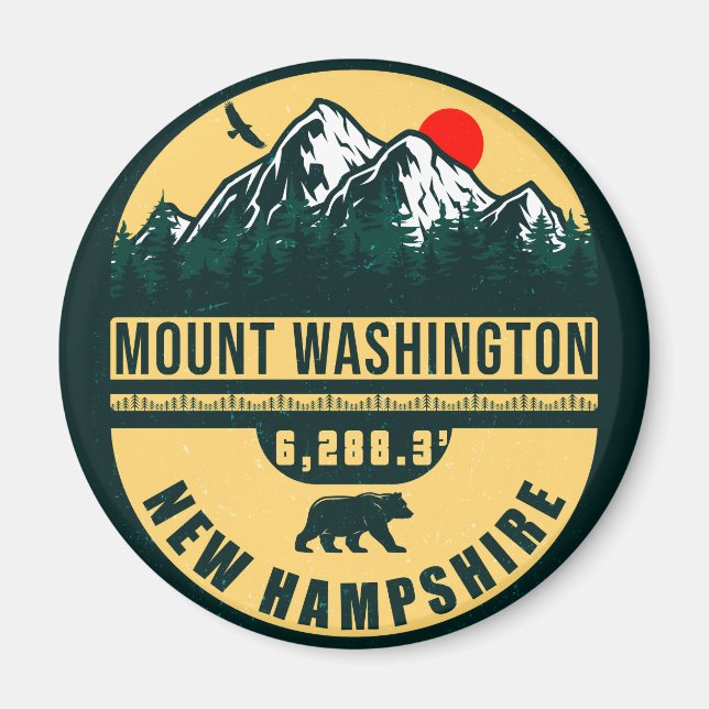 Montera Washington Nh Retro Sunset Souvenirs 60-ta Magnet (Framsidan)