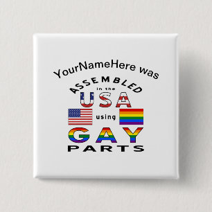 Monterad USA Gay Delar Personligt Namn Knapp