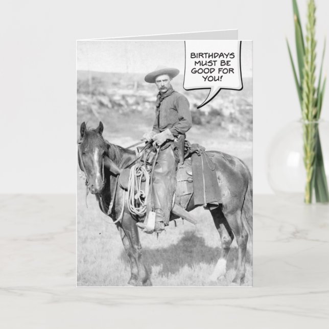 Monterat födelsedagskort för Cowboy Kort (Framsida)