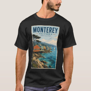 Monterey Bay Kalifornien Illustration Resa Konst T Shirt