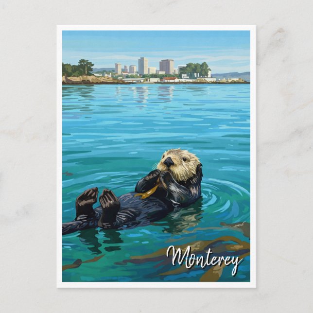 Monterey Bay Sea Otter California Travel Vykort (Framsida)