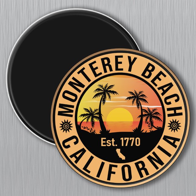 Monterey Beach California Retro Sunset Souvenirs Magnet (Skapare uppladdad)