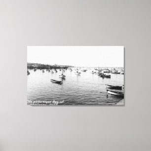 Monterey, CA - Bay with Hundratals Wooden Boats Canvastryck