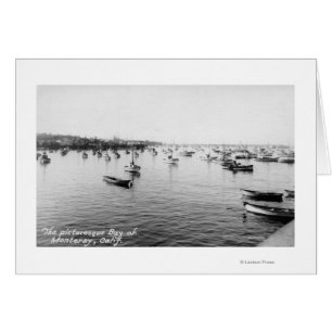 Monterey, CA - Bay with Hundratals Wooden Boats Hälsningskort